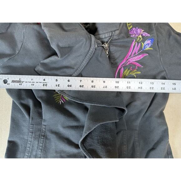 ANTHROPOLOGIE Antoinette C Embroidered Waterfall Frill Front Zip Small Jacket - Picture 13 of 14